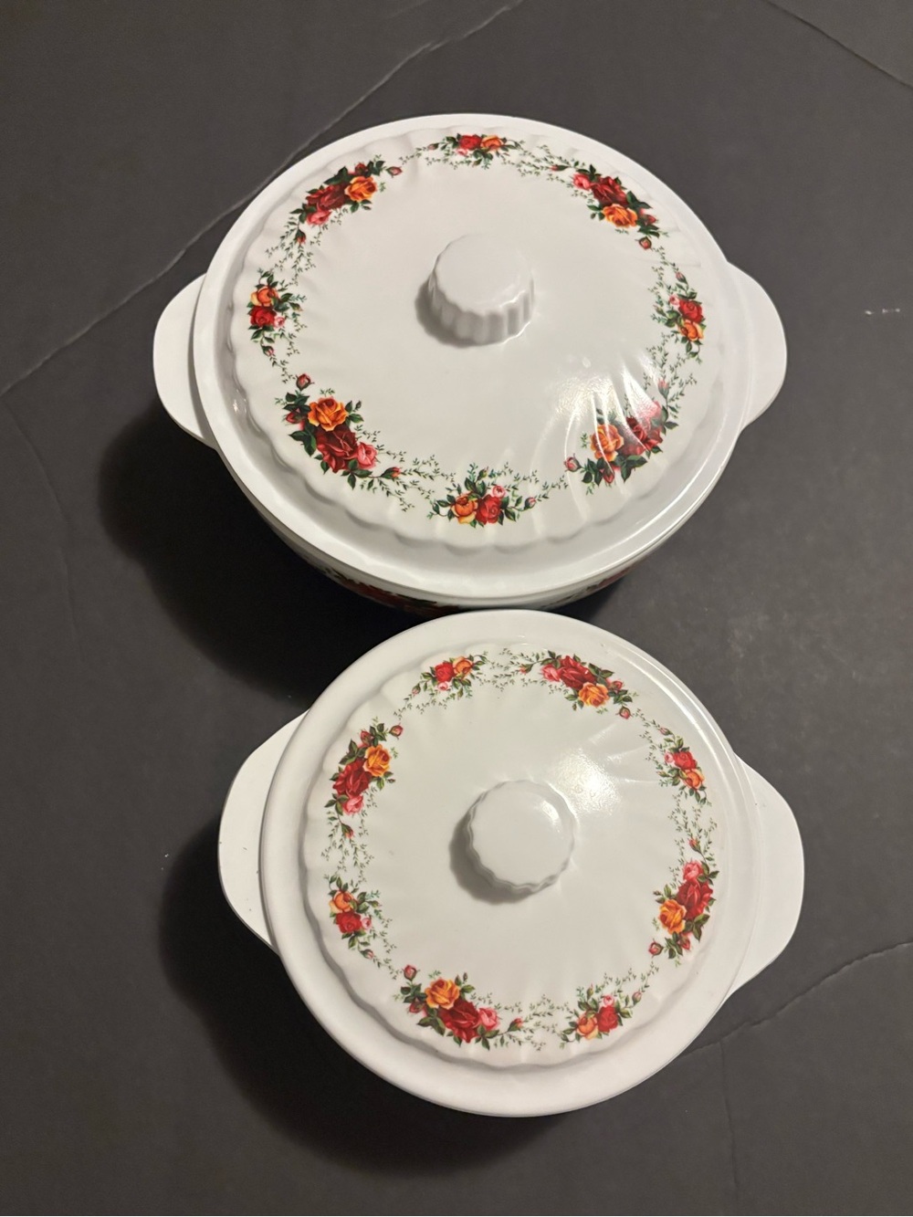 Vintage Melamine Ware Chintz Rose Covered  Serving /Casserole Dishes NO.2270